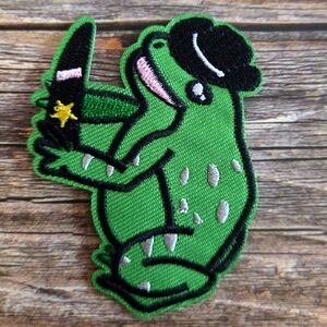 Magic Gangster Mob Frog Stabby Amphibian Witch Iron On Patch